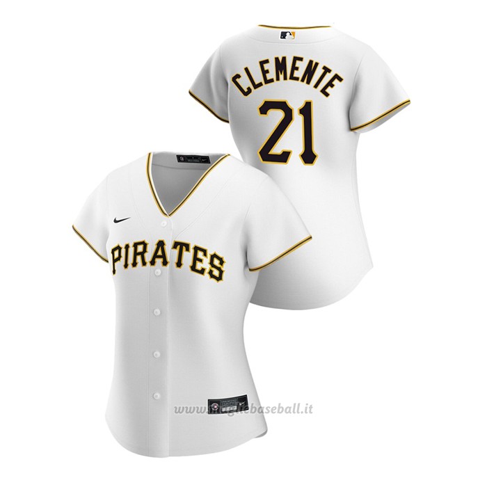 Maglia Baseball Donna Pittsburgh Pirates Roberto Clemente 2020 Replica Primera Bianco